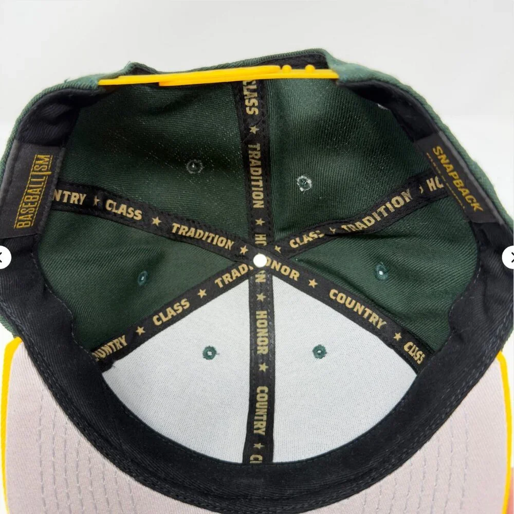 Baseballism Oakland Athletics 3 Up Snapback Hat Green Yellow One Size - Picture 7 of 11